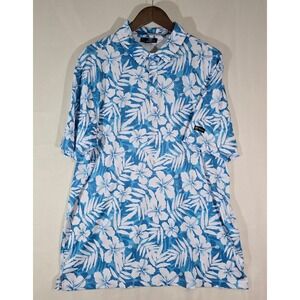Greenside‎ Golf Mens XL Hawaiian Hibiscus Floral Print Short Sleeve Polo Shirt